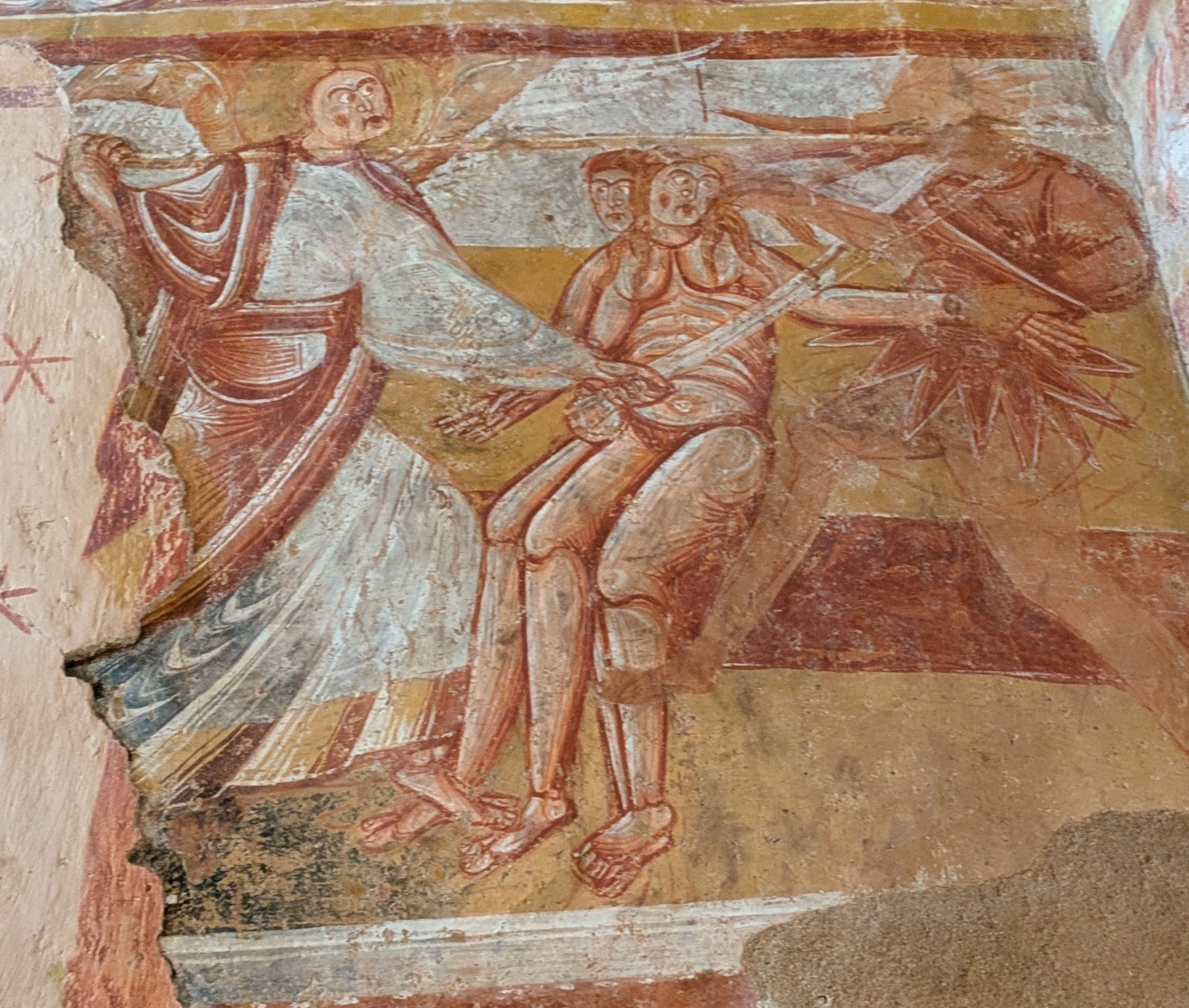 Adam et Eve chassés du paradis terrestre - Fresque de Vic