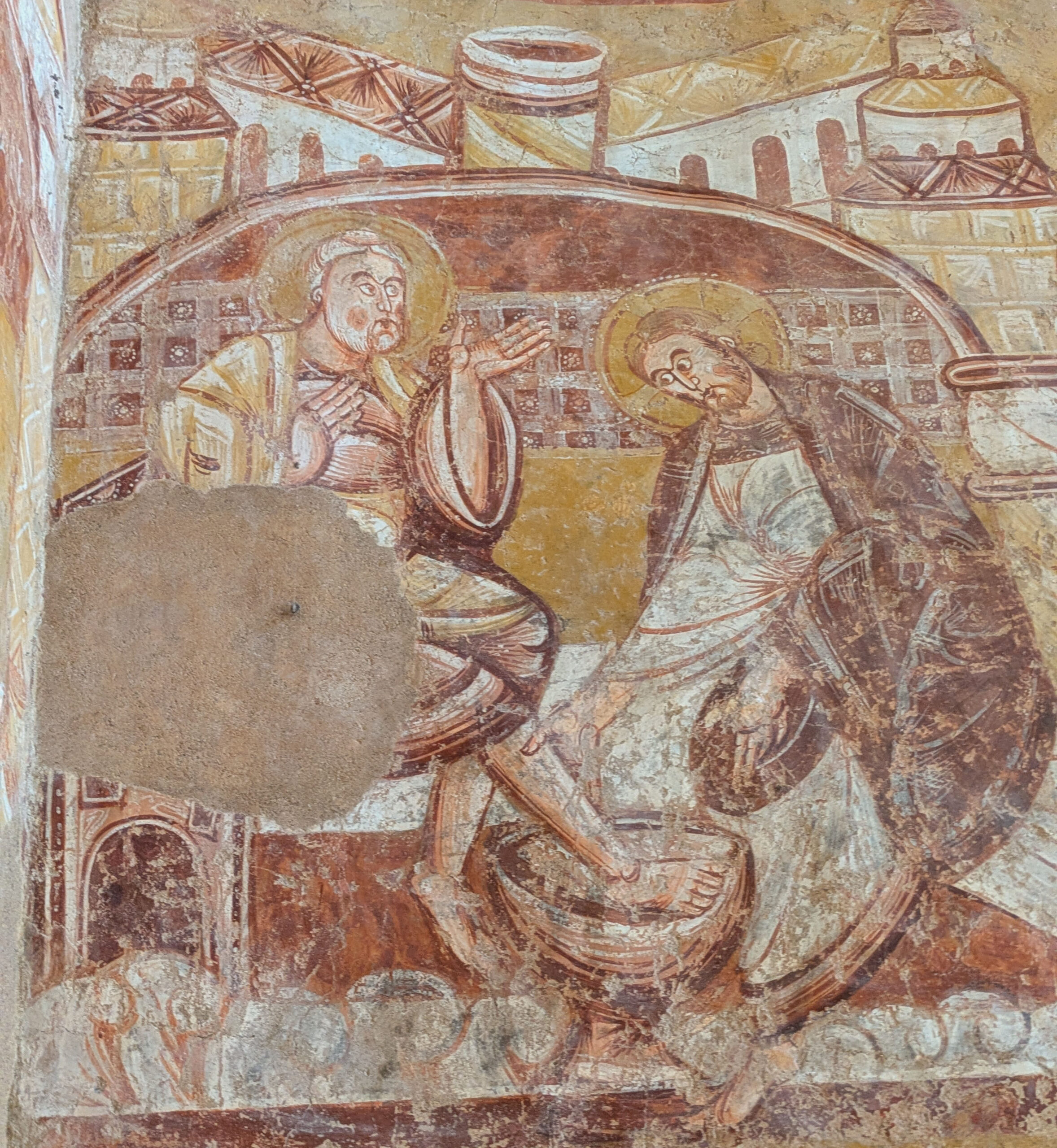 Adam et Eve chassés du paradis terrestre - Fresque de Vic